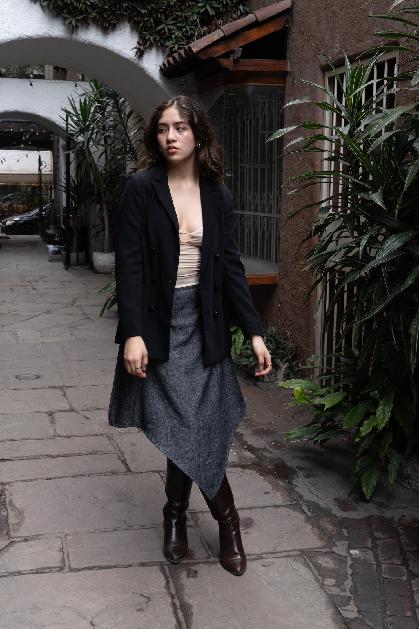 Falda Martina Plomo